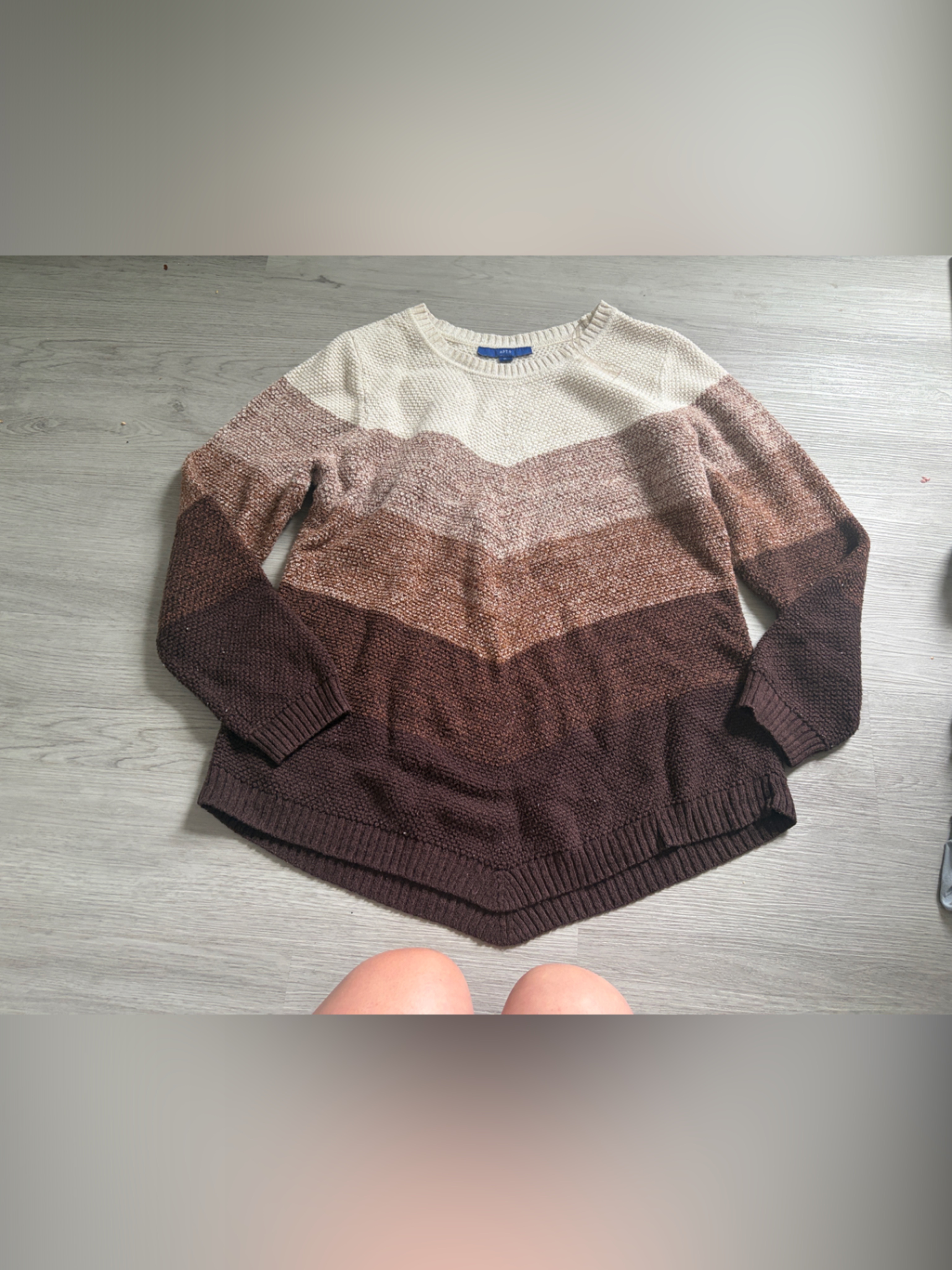 Apt 9 Striped Ombre Knit Sweater In Brown And Cream